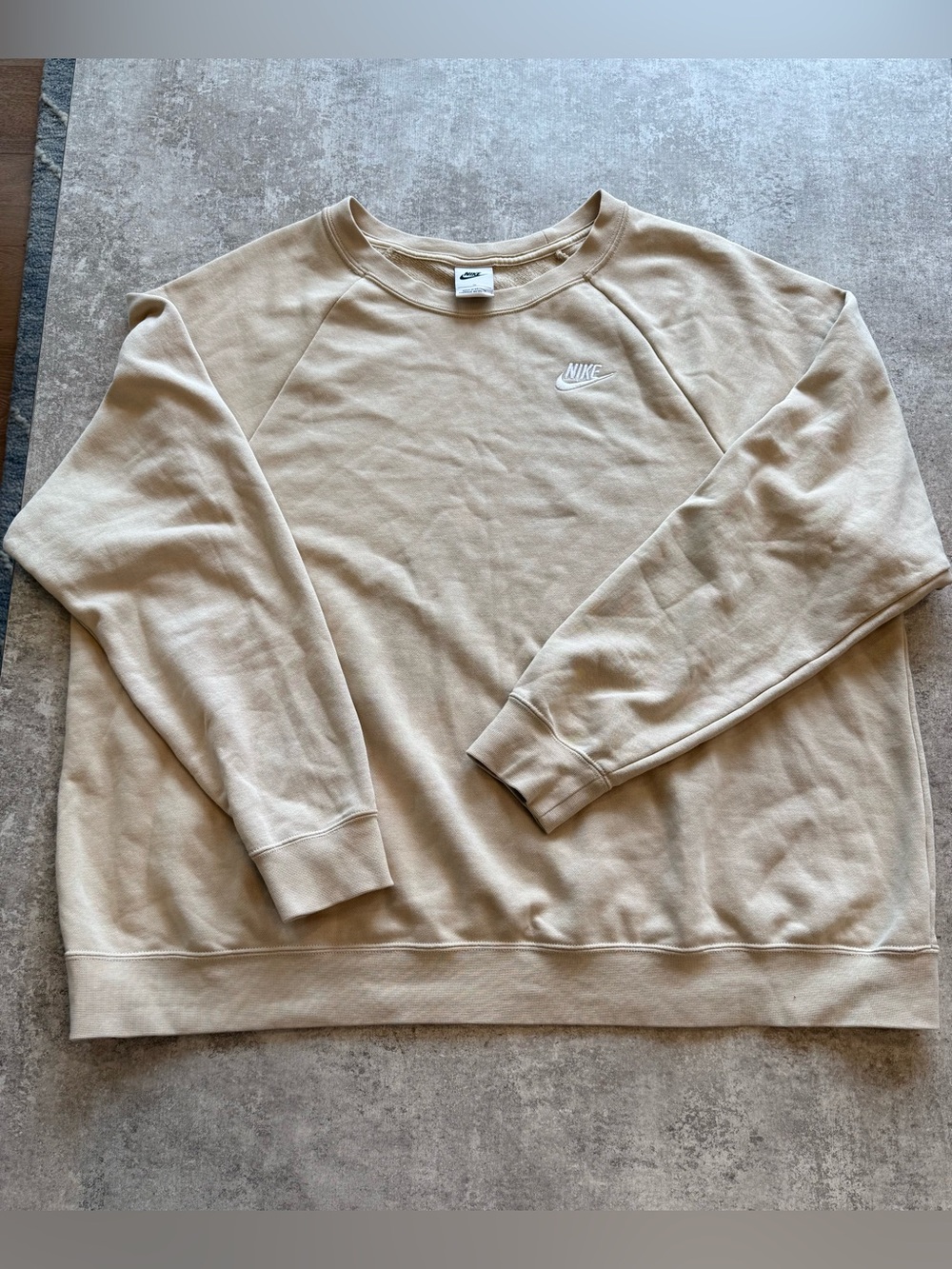 Nike Beige Crewneck Sweatshirt with White Swoosh